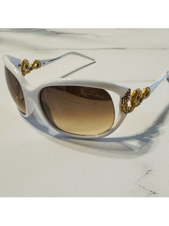Roberto Cavalli Tespi 380S Oversized White & Gold Snake Sunglasses Made in Italy main image 9